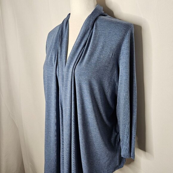 Zenergy By Chico's Blue Knit Cardigan Sweater Draped Size 2 large - Picture 3 of 8